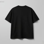Bird Vector grey Text Edition luxury T-shirt in black, showing oversized fit and premium cotton construction.