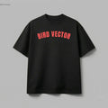 Bird Vector Red Text Edition luxury T-shirt in black.