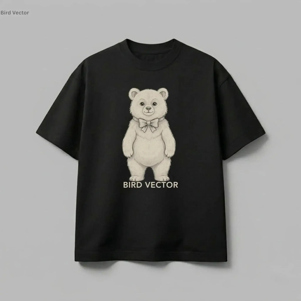 Anatomical bear specimen graphic printed on a black organic cotton streetwear t-shirt by Bird Vector Misfit Label.