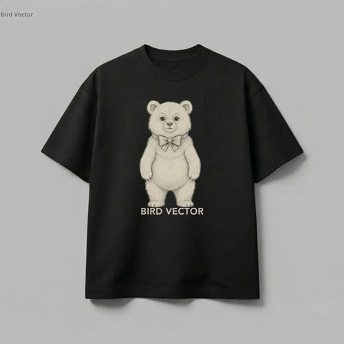 Anatomical bear specimen graphic printed on a black organic cotton streetwear t-shirt by Bird Vector Misfit Label.