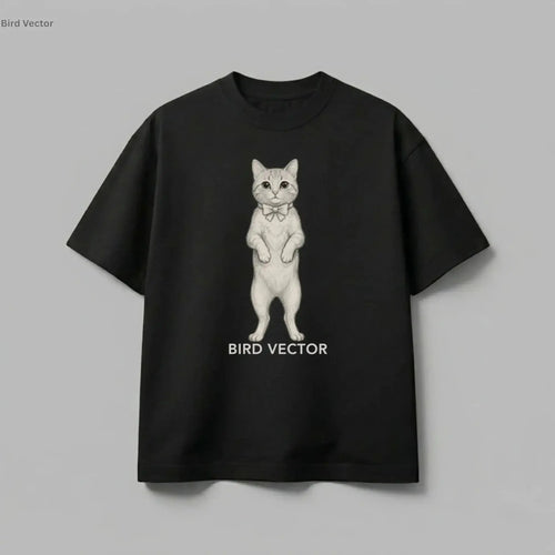 Anatomical Feline Cat specimen graphic printed on a black organic cotton streetwear t-shirt by Bird Vector Misfit Label.