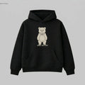 Anatomical bear specimen graphic printed on a black heavy weight Oversized hoodie by Bird Vector Misfit Label